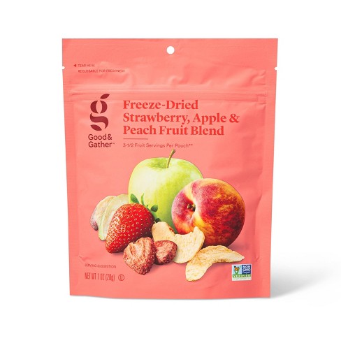 Apple, Strawberry, & Peach Freeze Dried Fruit Blend - 1oz - Good & Gather™  : Target