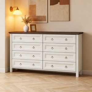 KTMBDW Modern Drawer Dresser for Bedroom, Chest of Drawers with Storage, Wood Storage Chest Organizers Cabinet for Living Room, Entryway, White - 1 of 4