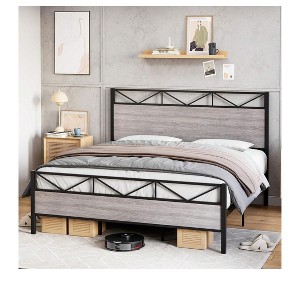 Bed  Bed Frame, 2024 New  Metal Bed Frame With Underbed Storage Space,Platform Bed Frame With Headboard And Footboard, Metal Slats Support, Noise Fre - 1 of 4
