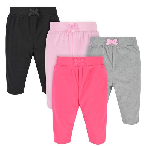 Gerber Baby Girls' Microfleece Pants, 4-pack, Pink, Gray & Black, Newborn :  Target