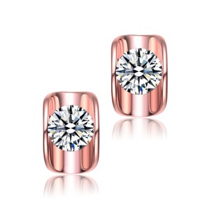 Guili Sterling Silver Geometric Stud Earrings with Cubic Zirconia – A Sleek and Modern Design That Blends Minimalist Elegance with Timeless Sparkle - 1 of 3