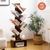 Aoibox 6 Shelf Tall Tree Bookshelf Floor Standing Wood Storage Rack Organizer for Books CDs Movies Rustic Brown - 2 of 4