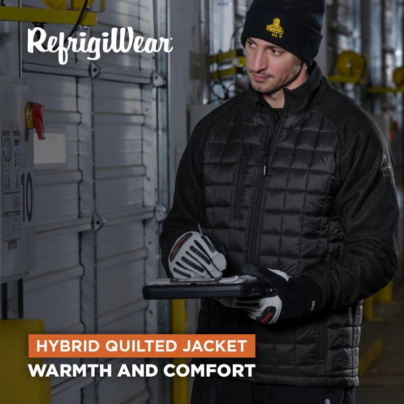 RefrigiWear Men’s Hybrid EnduraQuilt Black Quilted Jacket, 3 of 8
