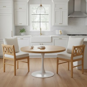 Homy Casa Set of 2 Wooden Dining Chairs with Cushion, Natural Oak, Beige - 1 of 4