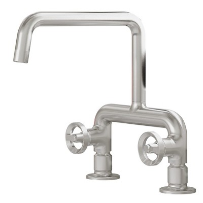 Double Handle 2-Holes Deck Mount Modern Standard Kitchen Faucet With 360 ° Swivel Spout