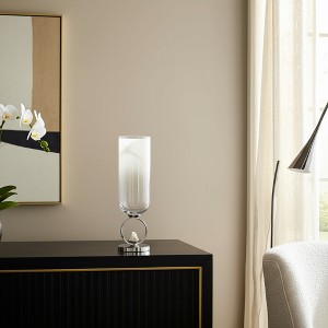 Glam Glass Vase with Metal Base - Elegant Aluminum & Stone - Modern Decorative Centerpiece - Luxury Flower Holder for Living Room, Bedroom - 1 of 4