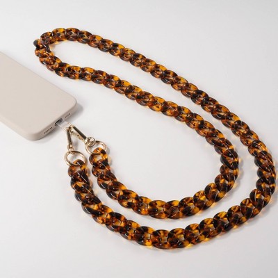 Hello Lux Resin Link Chain Phone Crossbody Strap - Tortoise: GEMS Accessory for Phones
