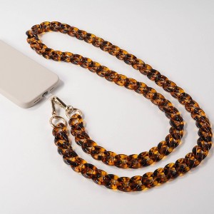 Hello Lux Resin Link Chain Phone Crossbody Strap - Tortoise - 1 of 4
