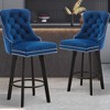 Ridstar Set of 2 Modern Swivel Bar Stools with Metal Pull Ring, Sturdy Footrest & Large Backrest For Home Bar-Navy Blue - 2 of 4