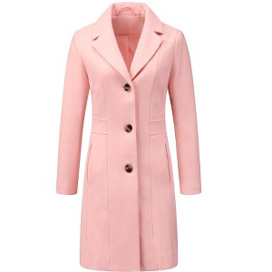 INSPIRE CHIC Women's Single Breasted Notched Lapel Long Winter Coats - 1 of 4