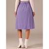 Allegra K Women's High Waist Solid Button Front A-Line Belted Corduroy Midi Skirt - 4 of 4
