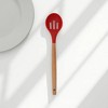 Unique Bargains Spoon Hand Wash Only Wooden Handle Slotted Spoon Silicone Wooden Handle 12.6" 1 Pc - 2 of 4