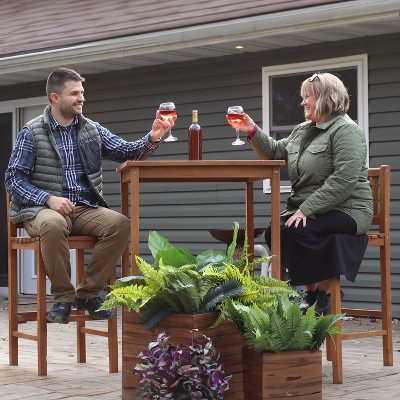 Sunnydaze 31.5" Square Teak Wood Outdoor Bar Table