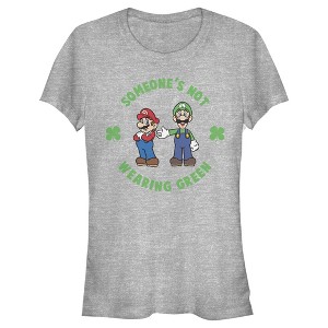 Juniors Womens Nintendo Super Mario and Luigi St. Patrick's Not Wearing T-Shirt - 1 of 3