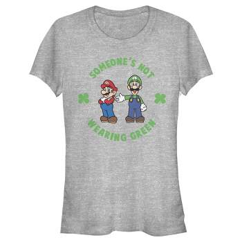 Juniors Womens Nintendo Super Mario and Luigi St. Patrick's Not Wearing T-Shirt