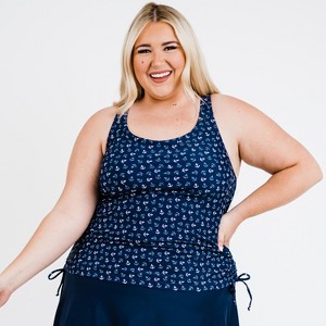 Women's Calypsa Maya Tankini Swim Top WIth Removable Cups Plus Size - 1 of 4