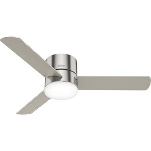 52" Minimus Ceiling Fan with LED Light Nickle - Hunter Fan: Modern Flush Mount, 3 Wood Composite Blades, Remote Control - 1 of 4