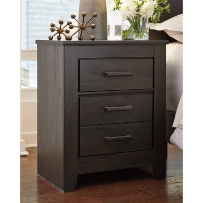 Charcoal Gray 2-Drawer Transitional Nightstand