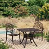 vidaXL Bistro Set Patio Table and Chair Bistro Table Outdoor Cast Aluminum - Bronze 2 Items - 2 of 4