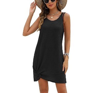 AI'MAGE Women's Swimsuit Coverup Sleeveless Waffle Knit Bathing Suit Cover Ups Twisted Tank Beach Dress S-3XL - 1 of 3