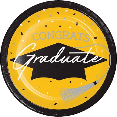 Creative Converting 9" Graduate School Spirit Yellow Paper Plates 54ct