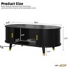 Coffee Table with Storage and USB Ports,42" Oval Fluted Wood Table with Tambour Doors and Solid Wood Legs for Living Room-Maison Boucle - 3 of 4
