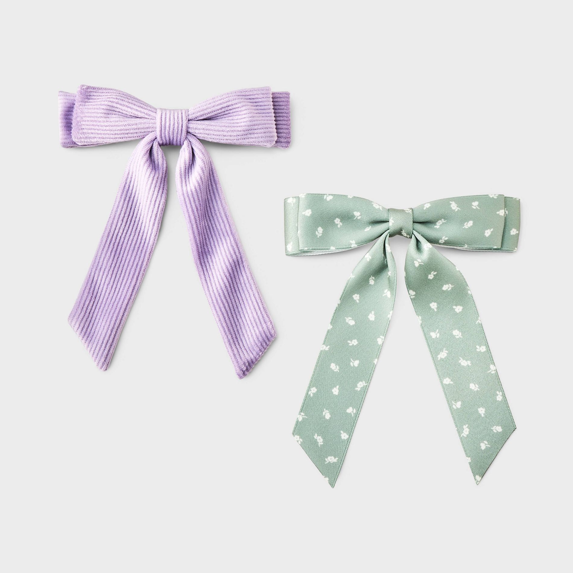 Girls' Bow Hair Barrette 2pc - Green/Purple - Cat & Jack™