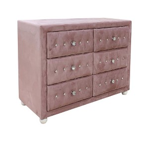 Pink Fabric 6-Drawer dressers with Side Metal Glide and Dovetail Drawers - 1 of 4