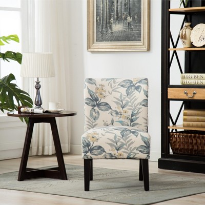 Vynxaria Capa Print Fabric Armless Contemporary Accent Chair