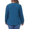 Women's Plus Size Lace Petal V Neck Puff Long Sleeve Eyelet Business Casual Blouses - Agnes Orinda - 4 of 4