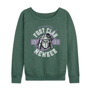 Women's - Teenage Mutant Ninja Turtles - Foot Clan Member Lightweight French Terry Wide Neck Long Sleeve Shirt - 1 of 4