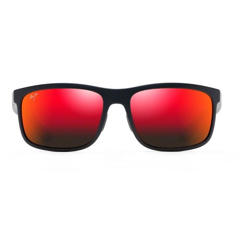 Road Rectangle Black/Red Full-Frame Plastic Sunglasses