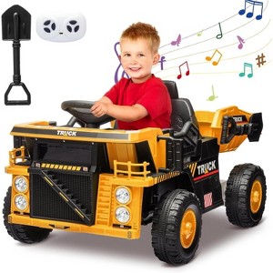 Ride On Dump Truck,Ride On Car Toy with Remote Control,Electric Dump Bed,Shovel, 12V Construction Vehicle for Kids - 1 of 4