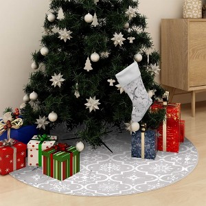 VidaXL Luxury Christmas Tree Skirt with Sock White 4 ft Fabric - 1 of 4