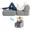 Folding Lazy Floor Sofa, with Headrest Pillow Bedroom Living Room Balcony£¬Gray - 4 of 4
