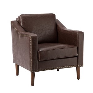 Bonita Transitional Vegan Leather Armchair with Removable Seat Cushion and  Nailhead Trims | ARTFUL LIVING DESIGN - 1 of 4