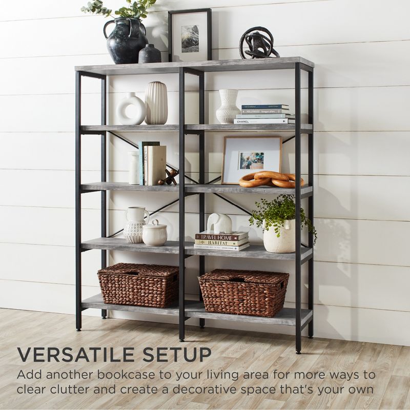 Best Choice Products 55in Storage Bookshelf for Living Room, Walkway w/ Industrial, Elevated Design, 4 of 10