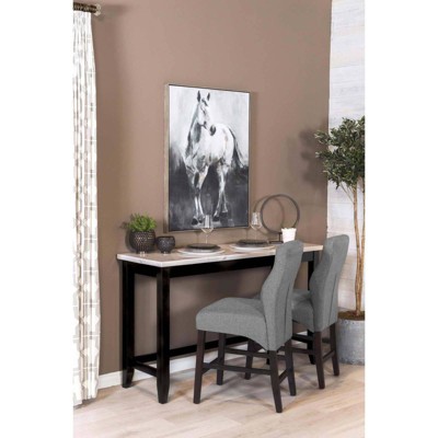 Toby Rectangular Black and White Marble Top Counter Height Table