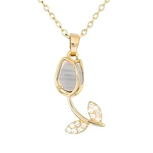 Delicate Tulip Necklace, Flower Fashionable, Clavicle Necklace with Zircons - 1 of 4
