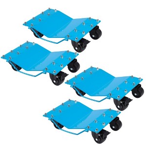 Car Dolly Set of 2 with 4000 lb Capacity, Steel Heavy Duty Car Mover Wheel Dollies with Antiskid Plate & 360 Degree Rotatable Wheel, 16"x13" - 1 of 4