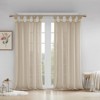 DSVIMOY Curtain Panels, Floral Embellished Cuff Tab Top Solid Curtain Panel for Living Room, Bedroom, Beige, 84"*50"*0.13" - 2 of 4