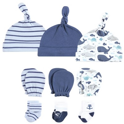 Hudson Baby Boys Caps, Mittens and Socks Set, Sea Friends, 0-6 Months