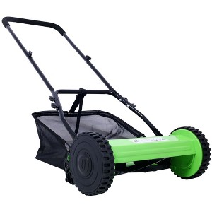 SEVOBAL Wheelbarrows and Lawn Carts 5-Blade Push Reel Lawn Mower with Grass Catcher for Eco-Friendly Lawn Maintenance, Green, 40"*19.5"*31.1" - 1 of 4