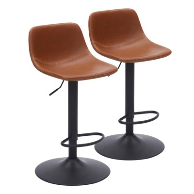 GlasFlength Dining Sets, Mid-Century Modern Swivel Bar Stool Set of 2, Adjustable Height for Kitchen, Bar, Counyer, Brown, 14.2"*16.9"*33.8"