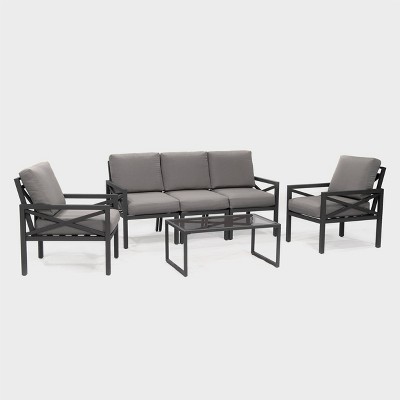 Leisure Made Blakely 6pc Aluminum Seating in Gray Fabric