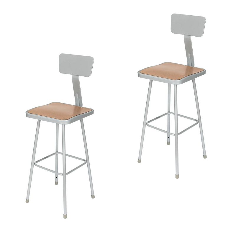 Hampden Furnishings 2pk 30&#34; Clint Collection Stool with Backrest Gray, 4 of 7