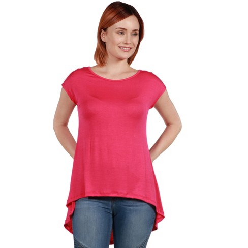 24seven Comfort Apparel Scoop Neck High Low T Shirt : Target