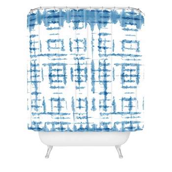Ninola Design Shibori Checks Striped Shower Curtain Blue - Deny Designs