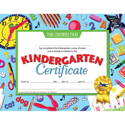 Hayes Publishing Kindergarten Certificate, 8.5" x 11", Pack of 30 (Case of 4)