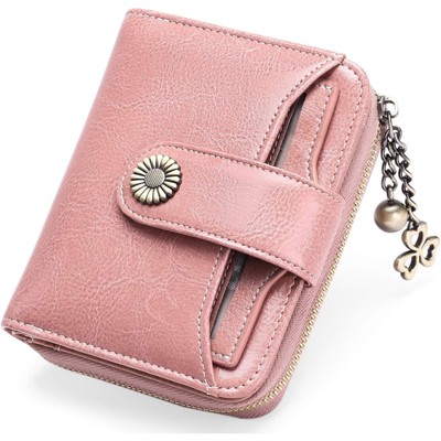 BEAFUP Women’s RFID Blocking Leather Wallet - Genuine Leather Small Bifold with Zipper Pocket & ID Window for Daily Use,Travel,Gift